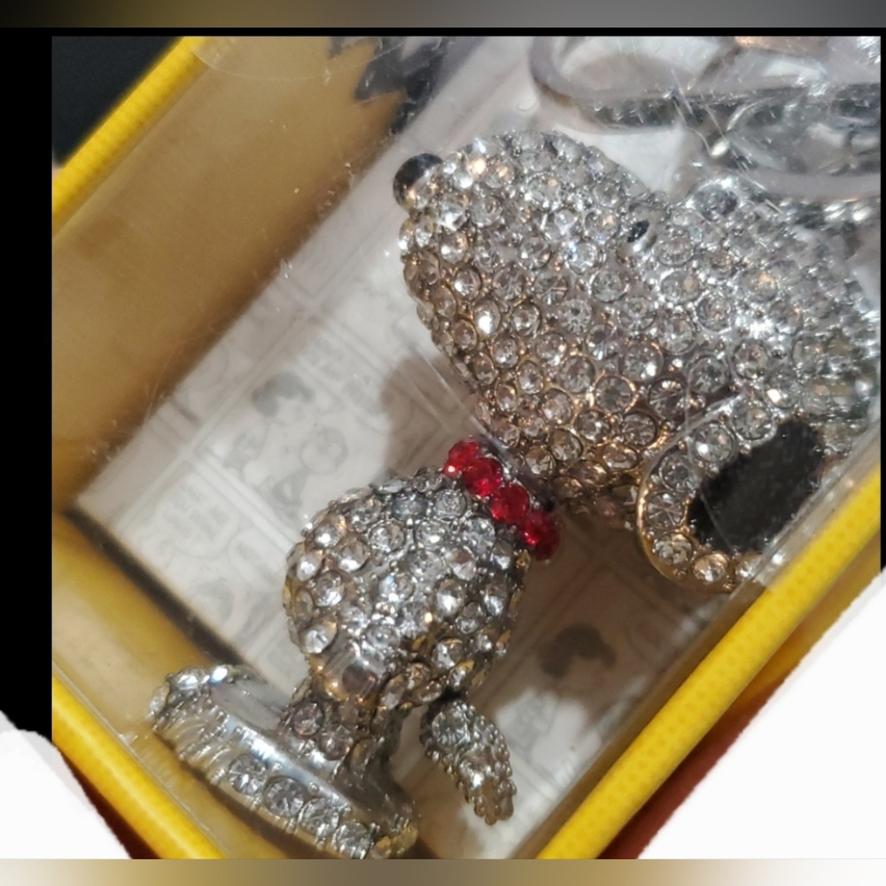 Peanuts‎ Snoopy crystal rhinestone covered bag charm key holder accessory new - Picture 8 of 13